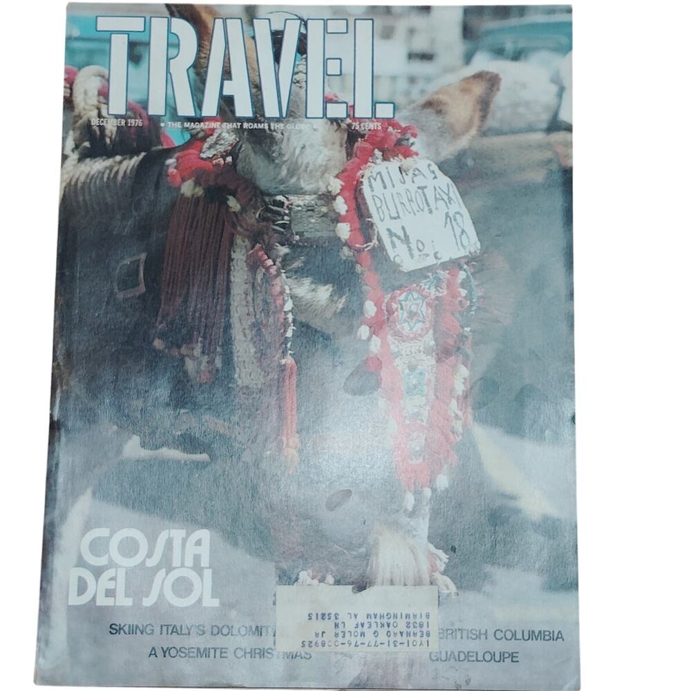 Vintage Travel Magazine - December 1975 - Decorated Donkey Cover Costa Del Sol